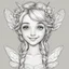 Placeholder: realistic FAIRY, adult, face view, cute, smile, beautiful, full view, realistic, coloring page, only draw lines, coloring book, clean line art, wildlife-inspired, kid style, –no sketch, color, –ar 3:4, white background, minimalistic black lines, 8k, minimal black color, low level black colors, coloring page, use pure black and white colors, avoid thick black colors, thin black line art, avoid colors, perfect shape, perfect clear lines, clear edges,