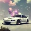 Placeholder: voiture blanche, fleur, chrome, synthwave, concept art, couleur vibrante, TOYOTA SUPRA MK4