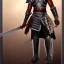 Placeholder: African male swordsman, white hair, dreadlocks, leather armor, fantasy art