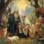 Placeholder: [art by Norman Rockwell: three Middle-earth Istaris are Jonathan Pryce, Sylvester McCoy and Jean Rochefort] Radagast, with his unkempt hair and a menagerie of animals, shared a hearty chuckle with Saruman, the wise and cunning Istari. And there, in the midst of it all, stood Gandalf, a twinkle in his eyes as he joined in the mirth.Their laughter echoed through the night, a rare moment of camaraderie amidst the chaos of their journeys.