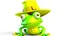 Placeholder: a funny green frog wears a yellow hat