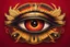 Placeholder: angry eye of horus symbol with yellow sclera and red iris on a red background, art deco, vector art, sticker art, detailed, 4k