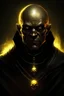 Placeholder: ebony priest, bald, evil, with yellow glowing eyes