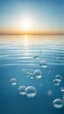 Placeholder: bubbles floating over water with clear blue sky and a low horizon, stock photography