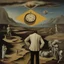 Placeholder: cover art, surrealist painting called 'today I am thinking about time by dali and picasso and magritte and Breughel