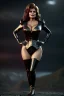 Placeholder: Raquel Welch as evil queen in black leather gown, angry, busty, curvey, cleavage, unreal 5, octane render, cinema4d, dynamic lighting, dramatic lighting, 4k, redshift render, highly detailed, hyper realistic