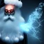 Placeholder: All Black Santa, ghost, wearing high tech mask, white smoke, dark, rage, high definition, ultra 8 k, volumetric lighting, blue fire,