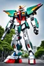 Placeholder: Full body Photography A picture cyber mechines Giant Gundam,with surface coated chrome polished details, city background