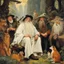 Placeholder: [art by Norman Rockwell: three Middle-earth Istaris are Jonathan Pryce, Sylvester McCoy and Jean Rochefort] Radagast, with his unkempt hair and a menagerie of animals, shared a hearty chuckle with Saruman, the wise and cunning Istari. And there, in the midst of it all, stood Gandalf, a twinkle in his eyes as he joined in the mirth.Their laughter echoed through the night, a rare moment of camaraderie amidst the chaos of their journeys.