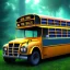 Placeholder: school bus in magical forest