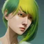 Placeholder: 8k 4d photo realistic Highly detailed portrait of stunningly beautiful woman, green and yellow hair, Atey Ghailan, by Loish, by Bryan Lee O'Malley, by Cliff Chiang, by Greg Rutkowski, inspired by image comics, potrait illustration