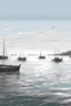 Placeholder: expand the image, draw the sea on the left side and the spray from the boats on the right, image 16:9