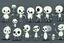 Placeholder: make a bunch of simple hand-drawn spooky and cute cartoon characters with bodies arms, and legs I could draw and make them all different