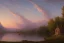 Placeholder:  8k, detalied, hudson river school, mountains, river, atmospheric perspective, victorian house, pink clouds