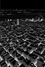 Placeholder: looking down on tokyo at night black and white in the style of hiroku ogai lookin at rooftops rfrom above