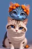 Placeholder: Blue and orange chibi pixar cats with big lifelike eyes and flowers