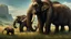 Placeholder: extinct mammoths in a typical grassland with intricately detailed faces, professional photography, a breathtaking background, natural environment, cinematic side light, long shot on DSLR 64 megapixels sharp focus, canon lens, Hyperrealistic, concept art, 16k resolution