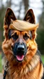 Placeholder: A German shepherd with trump’s head