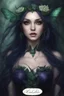 Placeholder: Dark purple hair, elven crown, roses emerald, Water lilies, long hair,lotus ,night, Fairy princess rapunzel hair ,queen crown, dragonflies fireflies ,elven tiara ,flowers, fairy wings, gothic, purple ,fairy crown,butterflies