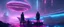 Placeholder: secret agents in front of futuristic spaceship on the ground, extreme long shot, hyperrealistic 16k, 3d rendering, expressively detailed, dynamic lightning, rainy day, secret organization, cyberpunk, neon-light,