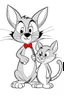 Placeholder: cartoon of tom and jerry. simple thin crisp lines. kids. no shading. no color