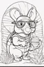 Placeholder: Outline art for cute coloring pages with armadillo with glasses, full body, white background, sketch style, only use outline, clean line art, no shadows and clear and well outlined.