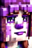 Placeholder: a close-up portrait of a purple Minecraft face, female, cute,3d, large pixel style