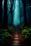 Placeholder: pathway leading into a Dark forest. fantasy