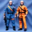 Placeholder: Mike Pence G.I. Joe toy Doll space force uniform, orange blue fabric, guns, wall packaging for sale. green pricetage