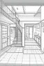 Placeholder: Outline art, house design, basement, no shading, no lines, cartoon style, --ar 9:11