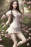 Placeholder: Beautiful Girl in the garden, 18 century, brunette, literally dark hair, dark eyes, slim and tall, smell of sakura