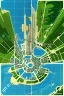 Placeholder: high detail map of an entire tropical dystopian small capital city