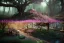 Placeholder: Magical fantasy elven cafe forest lord of the ring rivendell pink tree