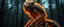 Placeholder: radiant Werewolf thick Skeleton with lotsa fluffy fur, motion blur background dark forest