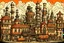 Placeholder: A world of rusty and greyish buildings, pipelines, smoking chimneys, with steampunk elements, by Amanita Design
