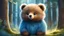 Placeholder: Cartoon, animation, adorable cute fluffy animal, cute little bear in the forest, blue fur, fluffy, dreamlike, mystical atmosphere, by hallie reynolds