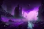 Placeholder: Intact & Functional Sci-fi Colony, Inside Destroyed City, Street View, Dense Purple Fog, Dead Soil, Broken Roads ,Black Night Sky, Stars, Space, Distant Alien Planets