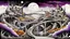 Placeholder: whimsical, weird long thin houses stand in village in weird whimsical landscape with long two bridges, , futur-surreal vibe with abstractions, around surreal cracked painted weird land with dark purple, gray, black, white, brown colors. style of Chagall , of Minjae Lee and Tim Burton, absurd beauty picture. weird bizarre absurd, nightmare, big neuron network clouds background and thin bridges, too big, too elongated shapes, psychedelic dream