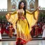 Placeholder: azeri female full bdy with traditional dance clothing in modern stage in a royal hall