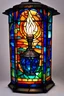 Placeholder: leaded stained glass lantern depicting Harry Potter goblet of fire