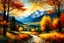 Placeholder: Autumn landscape in think oil paint stokes, expressionist painting style of Van Gogh, Klimt, Renoir bokeh beautiful fantastic view Van Gogh Yossi Kotler Art Modifiers: 4K 3D 布面油画 梵高 非常详细 美丽的 数字绘画 电影后期处理 错综复杂 美妙的景色 亚克力艺术 阿尔方斯·穆夏 丹尼尔.梅里亚姆风格 让-巴蒂斯特.蒙日 木刻油画 超现实的 皇家色彩 品质清脆