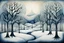 Placeholder: Winter trees elegant fantasy intricate art deco fantasy watercolor mystic Paul Klee Tim burton Yacek Yerka dee Nickerson snow winter cold season simple design