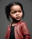 Placeholder: Rihanna toddler, full body, leather jacket, soft skin, dramatic lighting, hyper realistic