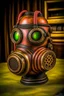 Placeholder: warrior portrait, Bronze metal gas-mask, comic style