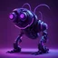 Placeholder: neon black and purple large and long worm-like robot with a 3D hexagon for a head