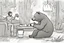 Placeholder: Bear drinking coffee with human friends