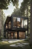 Placeholder: large house in the woods made from shipping containers, photorealistic