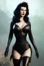 Placeholder: Ava Gardner as evil queen in black leather, busty, cleavage, curvy, angry, stern look. character design by cory loftis, fenghua zhong, ryohei hase, ismail inceoglu and ruan jia. unreal engine 5, artistic lighting, highly detailed, photorealistic, fantasy