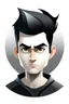 Placeholder: Design gaming yuong man with silver dark hair and bright white eyes avatar logo