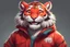 Placeholder: a cartoon tiger wearing a red jacket and smiling, a character portrait by Lan Ying, Artstation, furry art, artstation hd, official art, character